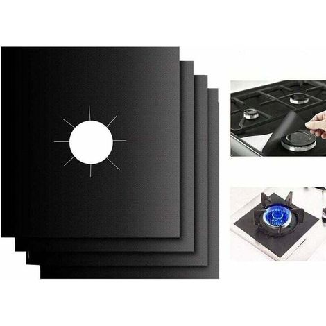 Plaque de Cuisson à Gaz Protection d'écran, 4pcs Anti-adhésif Réutilisable Protection Cuisinière Protection Gazinière, 270x270mm,-PR (1/4)