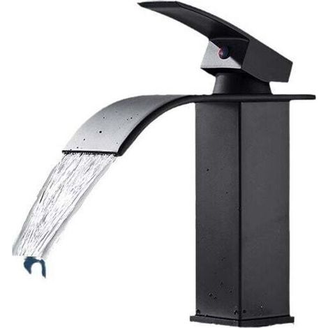 Homemade Bathroom Bathtub Faucet Waterfall Unique Comfort Matte Black 1 Hole Basin Sink Tap Modern Sink Faucet MUMU (1/4)