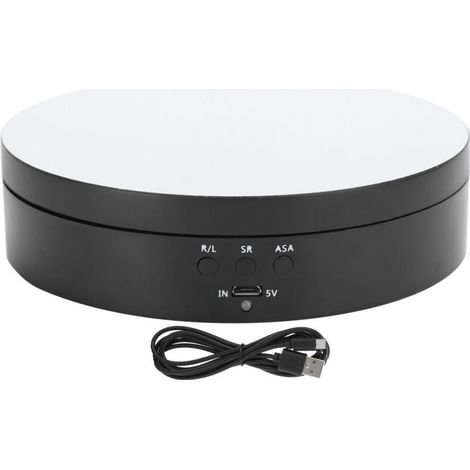 Plateau Tournant Électrique 3 Vitesses 360° pour Bijoux avec Chargement USB Noir (1/5)