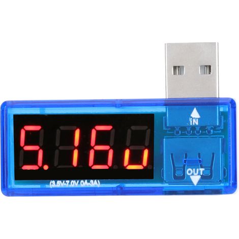 2 Pcs Détecteur USB Testeur de Courant Tension Voltmètre Ampèremètre Portable pour Chargeurs de Téléphone Bleu (1/5)