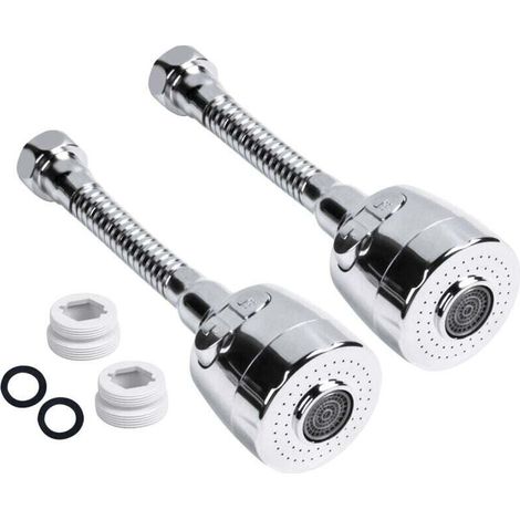 YMYNY Lot de 2 rallonges de tête de robinet de cuisine à économie d'eau, adaptateur de robinet rotatif à 360 °, 2 sorties d'eau (1/4)