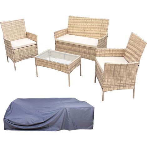 Ensemble de salon de jardin 4 pièces SVITA BROOKLYN avec housse canapé beige (1/5)