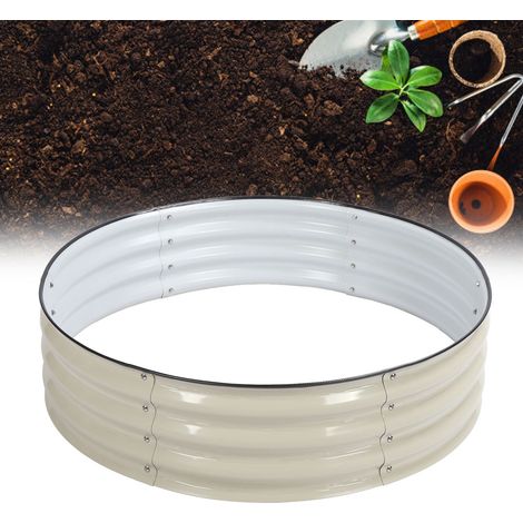 Conjunto de bancal elevado – Conjunto de plantación ovalado fabricado en acero inoxidable 304 – Modelo grande de 107 x 28 cm, blanco marfil – Montaje fácil y duradero (1/5)