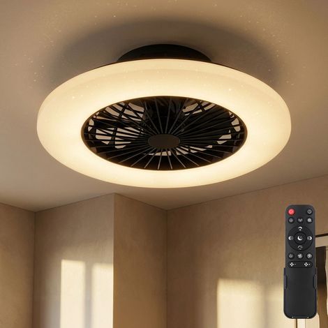 Ventilatore da soffitto con luce e telecomando Plafoniera silenziosa con ventola dimmerabile, timer luce notturna CCT effetto stella, LED 30 Watt 1800lm 3000-6500K, 50 cm, soggiorno (1/5)