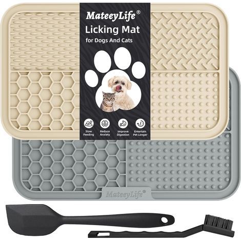 2-teiliges Leckmatten-Set, wabenförmige Oberfläche, 75 Saugnäpfe, lebensmittelechtes Silikon, für Hunde und Katzen (1/5)