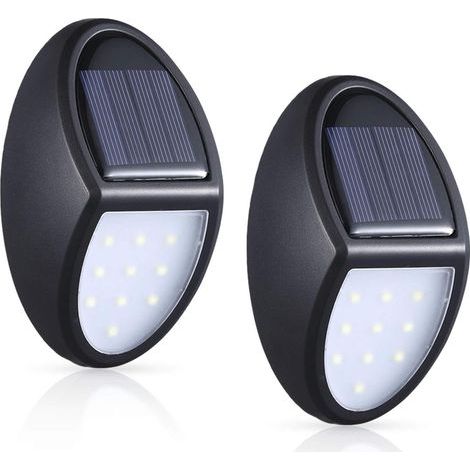Lampada Solare Esterna, Confezione da 2 Applique Solari Esterne 10 LED, Illuminazione Solare Esterna Impermeabile IP65 con Sensore Crepuscolare (1/4)