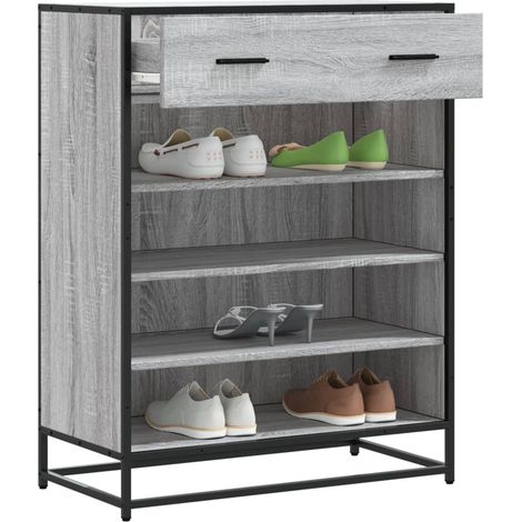Schuhschrank Grau Sonoma 75x38x97,5 cm Holzwerkstoff Metall