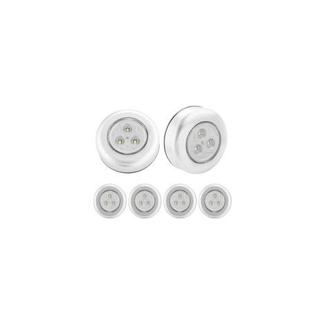 Lot de 6 veilleuses LED auto-adhésives alimentées par 3 piles pour armoire/armoire/étagère/entrée/cuisine/allée (1/5)