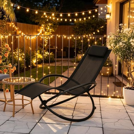 Chaise longue élégante, fauteuil à bascule, transat inclinable, chaise de relaxation (uniquement avec mécanisme basculant) (1/5)