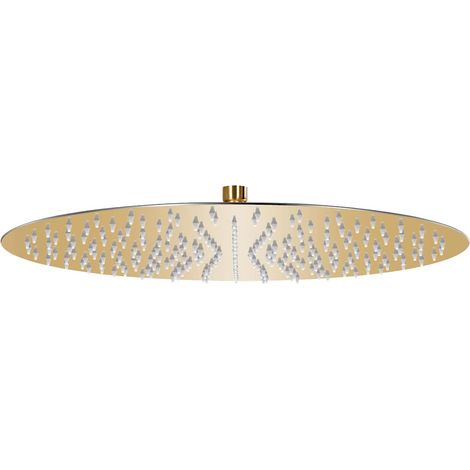 vidaXL Cabezal de ducha redondo efecto lluvia acero inox dorado 40 cm (1/5)