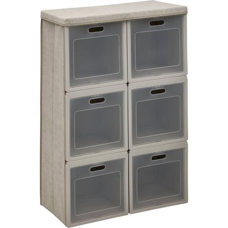 Cube de Rangement 6 Cases "Cube'n Door" 91cm Beige (1/5)
