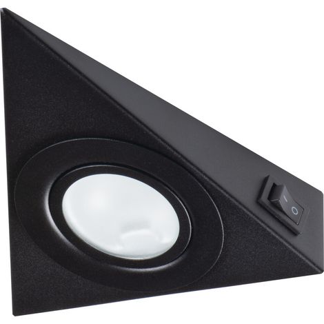 Kanlux – Spot sous-meuble triangle noir 12V – Interrupteur intégré – Éclairage ciblé pour cuisine et meuble – Dimensions 13x13x4 cm