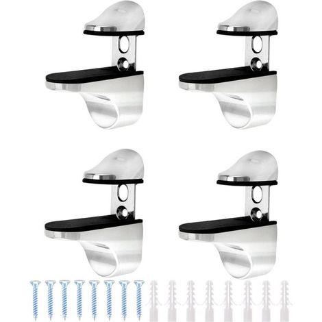 Glass shelf bracket – 4 pieces, adjustable zinc alloy, for glass panes from 3 to 20 mm thick, compatible with wood and glass