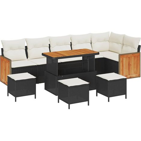 Maison Exclusive - Set Divano da Giardino 12 pz 8-Numero di posti Nero e Crema (1/5)