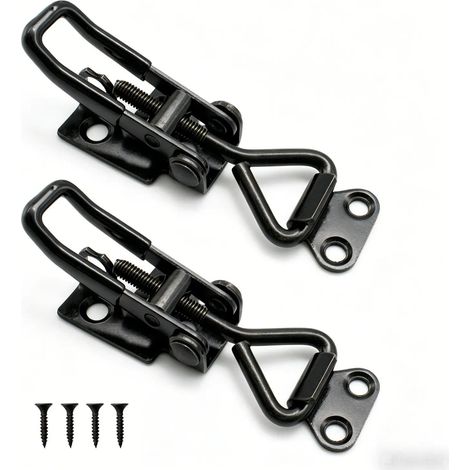 Lot de 2 tendeurs à levier de genou réglables - 180 x 35 mm - 300 kg - Serrure de serrage robuste avec verrouillage de sécurité - Serrage rapide verrouillable pour armoire, caisse, boîte (1/5)