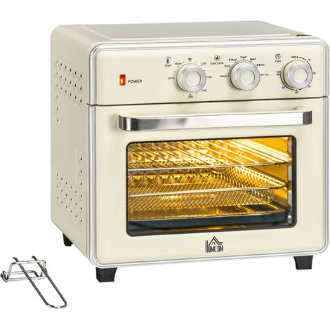 Mini-four électrique 20 L avec chaleur tournante, 1400 W, accessoires inclus, couleur crème