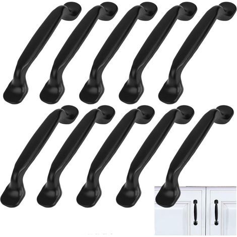 10 schwarze Möbelgriffe, 96 mm Lochabstand, Möbelgriffe aus Aluminiumlegierung, für Möbel, Schubladen, Schränke, Kommoden, Küchen- und Schlafzimmerschränke (1/5)