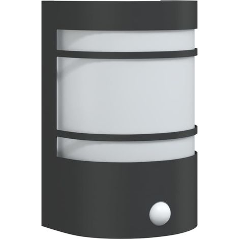 Aplique de exterior con sensor acero inoxidable negro vidaXL