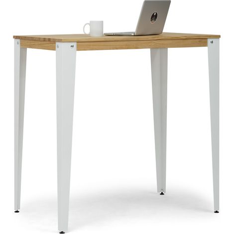 Mesa Lunds Alta 60x120x110cm Blanca en madera maciza de pino acabado natural estilo nórdico Industrial Box Furniture