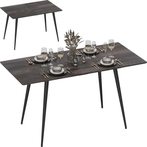 Table à manger extensible, table modulable pour 6 à 8 personnes, table de cuisine avec pieds en acier robuste