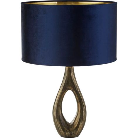 Lampe de table dorée Bucklow avec capuche bleu foncé - EU86531AZ