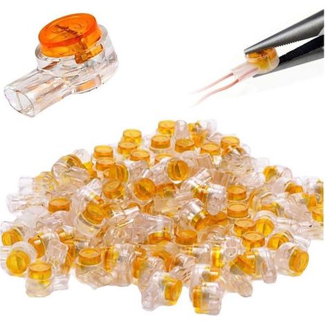 Kabelverbinder, Telefonkabelverbinder, 2-Port/2-adriger Bündelverbinder, 100 Stück (Orange) (1/5)