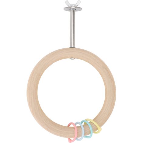 Cage à oiseaux, perchoir rond, balançoire en bois, jouet multifonctionnel anti-morsure, support pour perroquet (1/5)