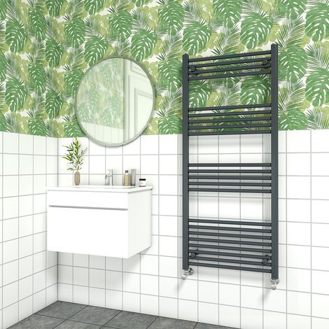 Bathroom Straight Heated Towel Rail Radiator Ladder Warmer Heating Anthracite 1400x600mm