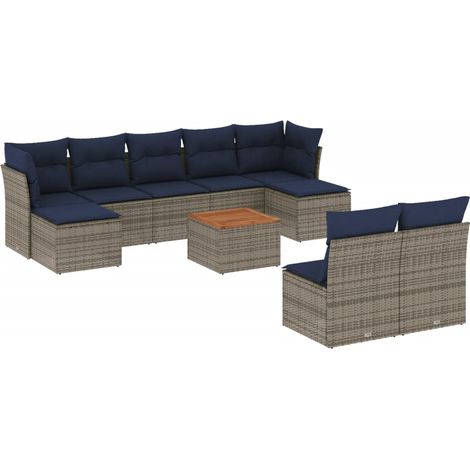 Maison Exclusive - 10-teiliges Gartensofa-Set mit Kissen, grau, P