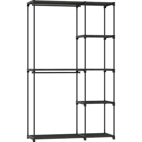 Armoire en tissu avec penderie et étagères, pour chambre ou dressing, 111 x 43 x 185 cm, noire