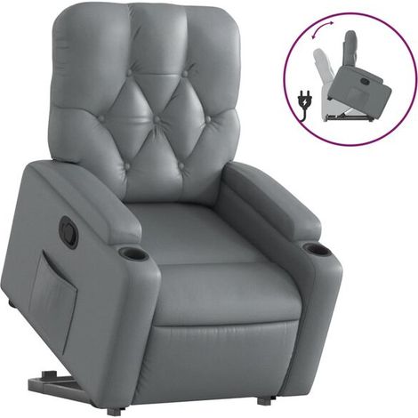 Fauteuil inclinable en similicuir gris (1/5)