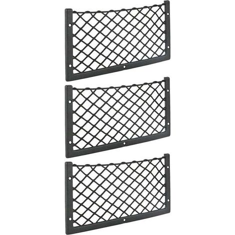 Lot de 3 filets de rangement pour voiture 36 x 18 cm – Maille élastique pour rangement bagages et magazines – Fixation robuste pour van et camping-car (1/5)