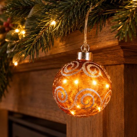 Goldene LED-Weihnachtskristallkugel mit Kreisen (1/2)