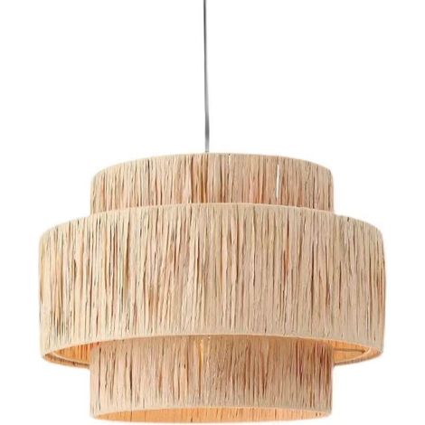 Suspension luminaire Lampe style Bohème Abat jour en Jute 40x28cm (1/5)