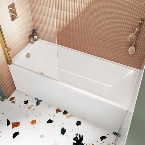 Nuie Thin Edge Single Ended Rectangular Bath 1700mm x 750mm - Acrylic (inc Leg Set) (1/5)
