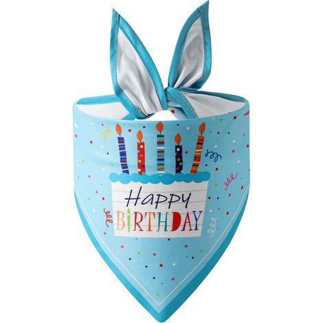 1 Bandana pour chien, Joyeux anniversaire, 65 x 45 x 45 cm, polyester, multicolore, pour petits chiens (1/5)