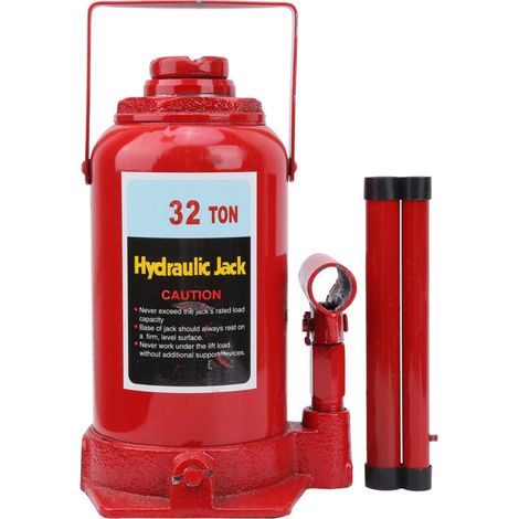 Cric Bouteille Hydraulique de 32 Tonnes, Cric de Voiture en Acier pour L'automobile, la Construction, L'industrie et L', Dessus Antidérapant avec Base étendue, pour Objets Lourds (1/5)