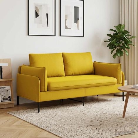 vidaXL Sofá de 2 Plazas 2 plaza Amarillo 188 x 81 x 89 cm Terciopelo (1/5)