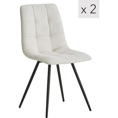 Nordlys – Lot de 2 chaises scandinaves capitonnées – Structure en métal époxy noir – Hauteur d'assise 48 cm – Confort optimal tissu premium