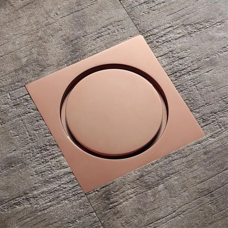 (C)Rose Gold Bathtub Drain Stopper Bathroom Brass Floor Shower Drain Waste 10cm Floor Anti-odor Drainer Square Toilet Drainage (1/4)