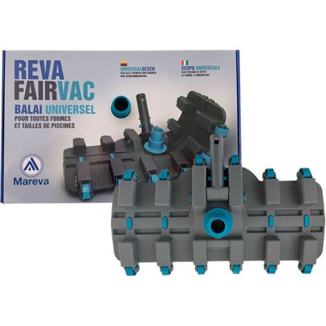 Mareva – Tête de balai aspirateur manuel Reva Fairvac – Nettoyage universel pour toutes piscines – Brosses flexibles et lest intégré (1/4)