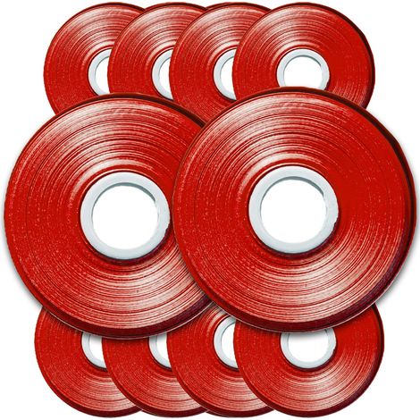 Lot de 10 rouleaux de ruban adhésif rouge pour agrafeuse Heckermann HM-8105