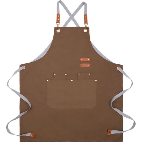 Tablier de cuisine unisexe imperméable en toile, idéal pour les cafés et salons de thé.