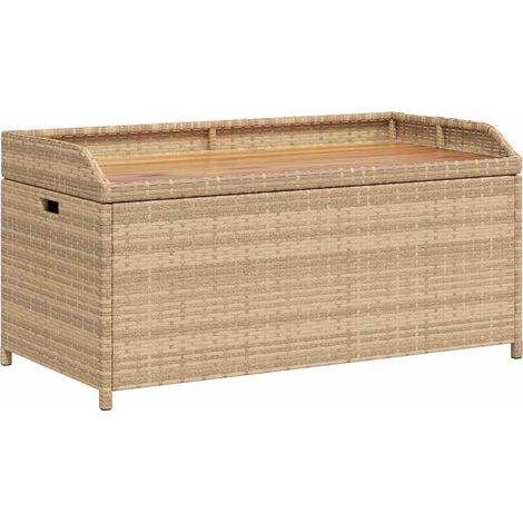 vidaXL Banco con almacenaje acacia ratán PE beige mezcla 100x50x52 cm (1/2)