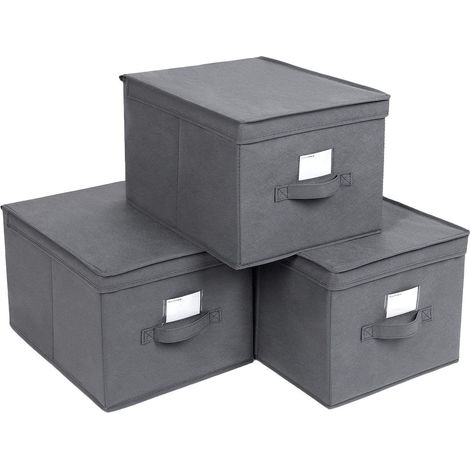 Set di 3 scatole portaoggetti in tessuto non tessuto 30 x 40 x 25 cm grigio 120000084/2