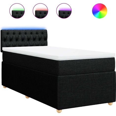 Maison Exclusive - Cama box spring con colchón tela negro 100x200 (1/5)