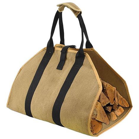 Bolsa de lona para leña, resistente al agua, plegable, ideal para estufas de leña, camping y playa (amarilla)