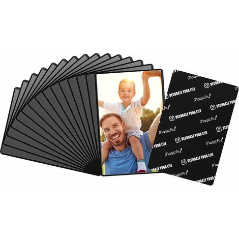 SABIR Cadres à Photos Magnétiques Frigo Convient aux Photos de 10x15 cm, Magnets Photo Cadre avec Poche Transparente pour Réfrigérateur Casier Armoire de Bureau, Paquet de 15pcs, Noir (1/5)