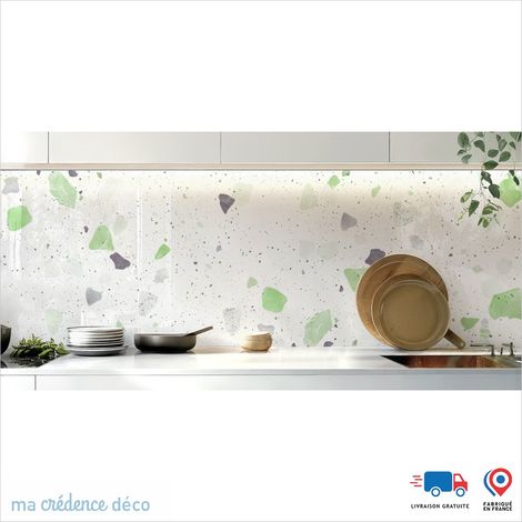 Crédence : Terrazzo Chromatique - Couleur Vert blanc - Alu composite - 60 - 120 (1/3)