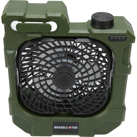 Wiederaufladbarer, tragbarer und superleiser Campingventilator mit 270°-Drehfunktion, USB-Anschluss und LED-Beleuchtung für den Außenbereich (1/5)